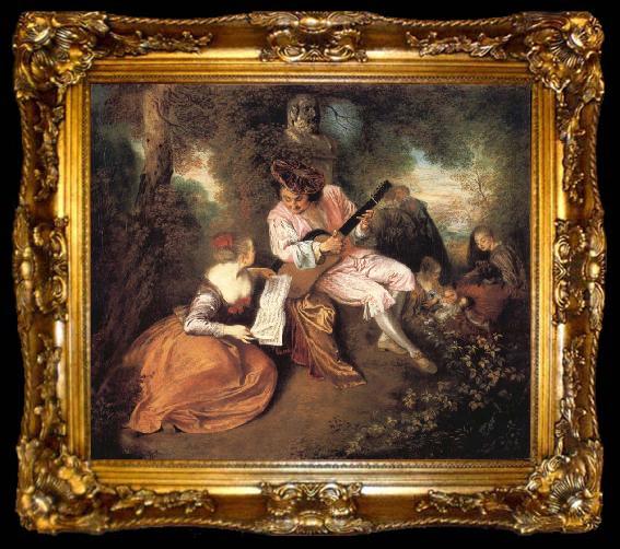 framed  Jean-Antoine Watteau The scale of love, ta009-2